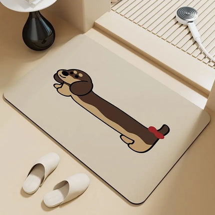 Cute Dachshund Puppy Absorbent Floor Mat