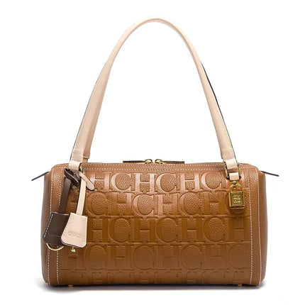 Textured Boston Shoulder Bag