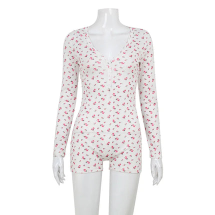 Women's Floral Long-Sleeve Casual Romper