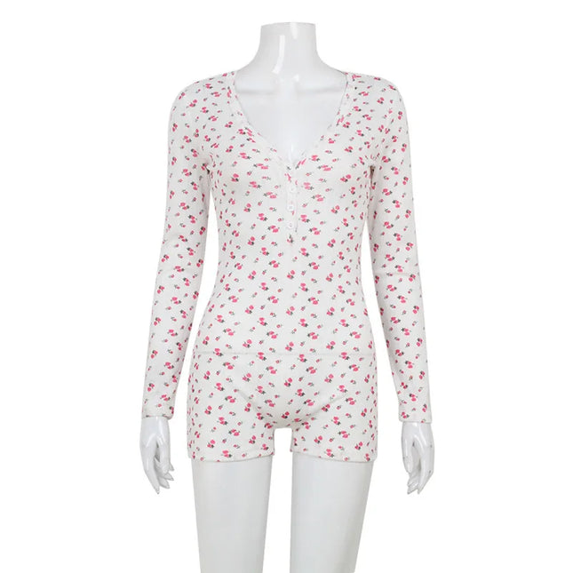 Women's Floral Long-Sleeve Casual Romper