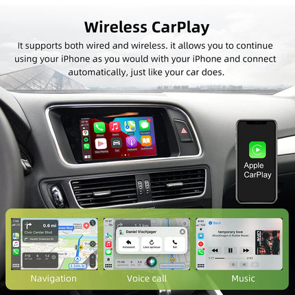 OEM Screen Upgrade Decoder Box for Audi A4, A5,Q5 2008-2018 6.5"/7" Screen, MMI 3G with CarPlay & Android Auto Retrofit Kit