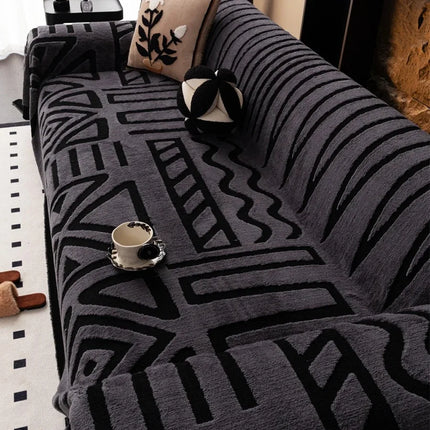 Warm Fluffy Fleece Bohemian Sofa Cover