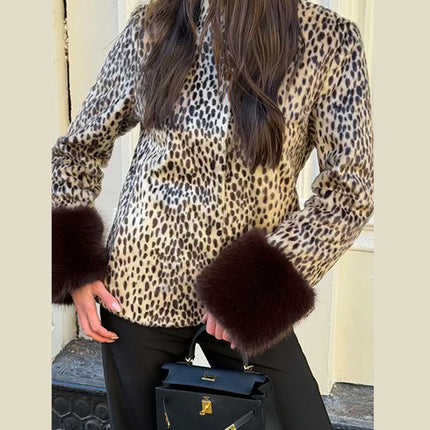 Women's Leopard Print Fur Jacket
