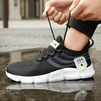Men's Black Breathable Mesh Sports Sneakers
