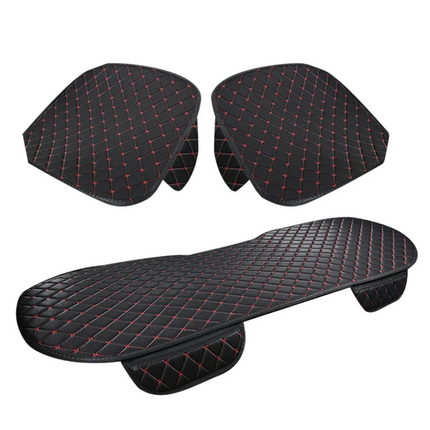 3-Piece Universal Car Seat Covers Breathable Cotton Linen Cushion Set Black