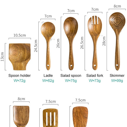 9-Piece Wooden Kitchen Utensil Set