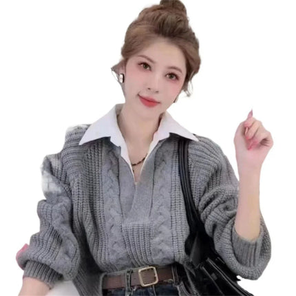 Women's Two-Piece Style Knitted Sweater