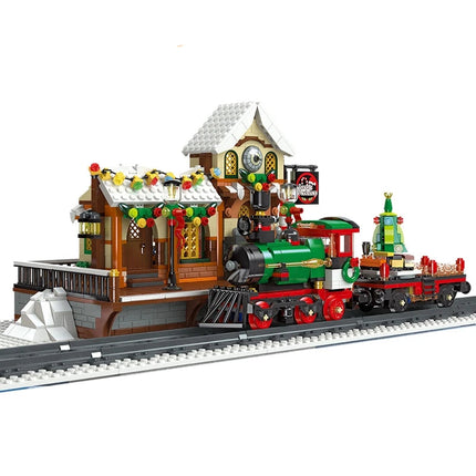 Motorized Christmas Train Building Block Set