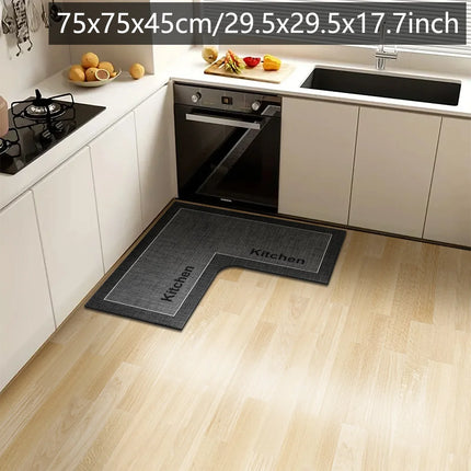 L-Shaped Non-Slip Absorbent Floor Mat