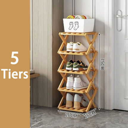 Foldable Bamboo Shoe Rack