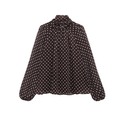 Women's Polka Dot Bow Blouse