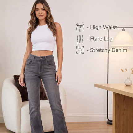 Vintage Washed Flare Jeans