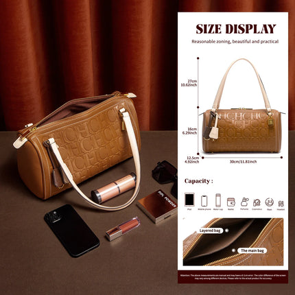 Textured Boston Shoulder Bag