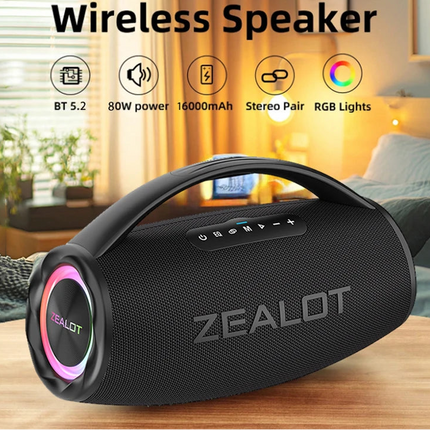80W Portable Bluetooth Speaker with RGB Lights