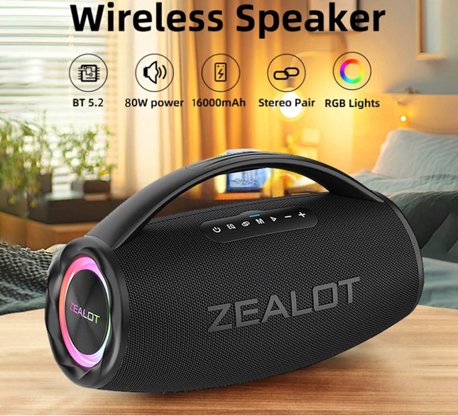 80W Portable Bluetooth Speaker with RGB Lights