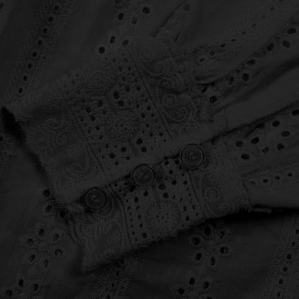 Women's Lace-Up Embroidered Blouse