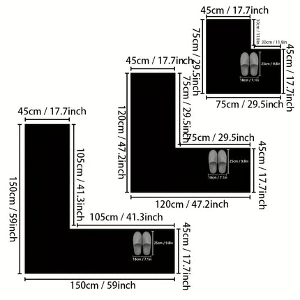 L-Shaped Non-Slip Absorbent Floor Mat