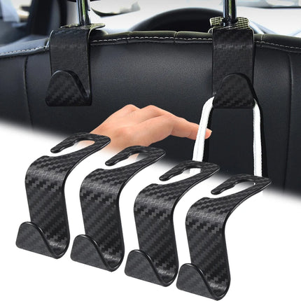 Carbon Fiber Car Headrest Hooks – 4 Pieces