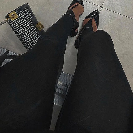 Black High-Waist Glitter Leggings
