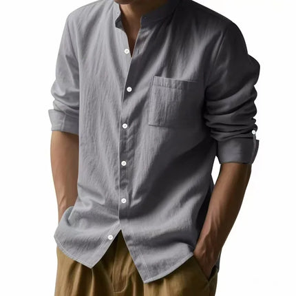 Men’s Cotton Linen Henley Shirt