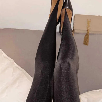 Black High-Waist Glitter Leggings