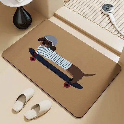 Cute Dachshund Puppy Absorbent Floor Mat