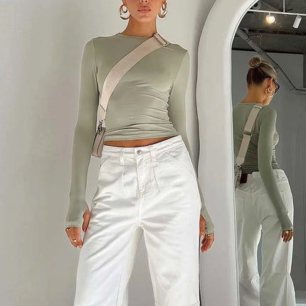 Women's Long Sleeve Slim Fit Crop Top