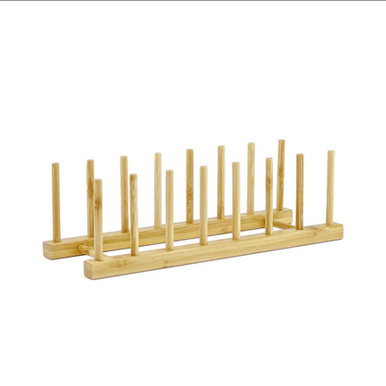 Bamboo Dish & Pot Lid Rack – 5 Grid