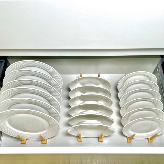 Bamboo Dish & Pot Lid Rack – 5 Grid