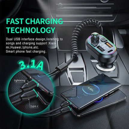 Bluetooth FM Transmitter with Fast Charging