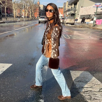 Women's Leopard Print Fur Jacket