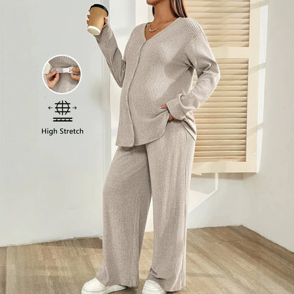 2-Piece Knitted Maternity Loungewear Set