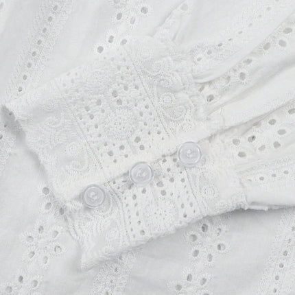 Women's Lace-Up Embroidered Blouse