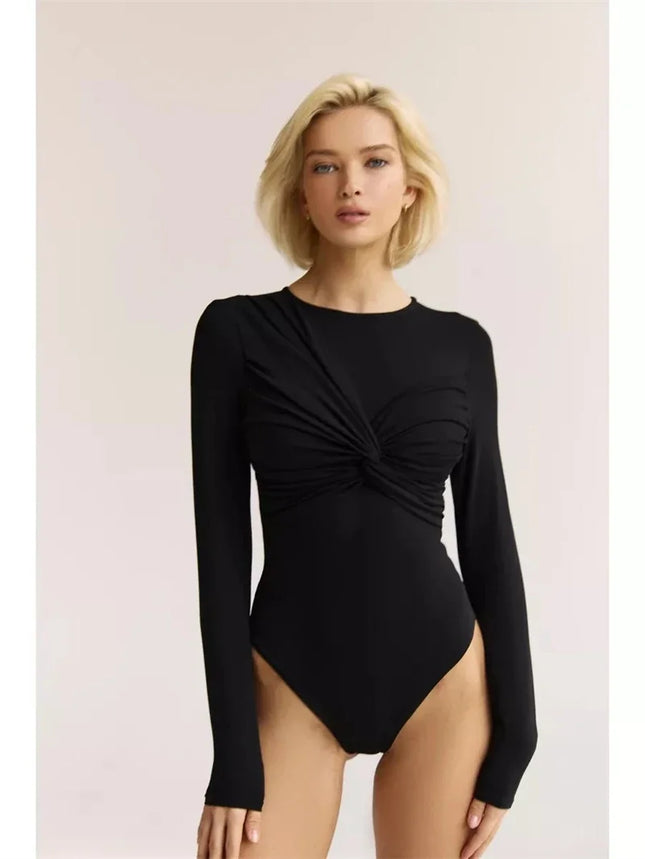 Women's Long-Sleeve Corset-Style Bodysuit
