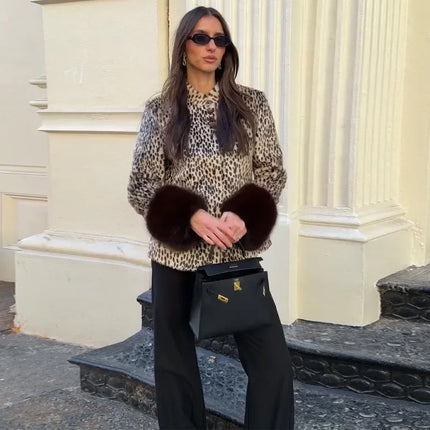Women's Leopard Print Fur Jacket