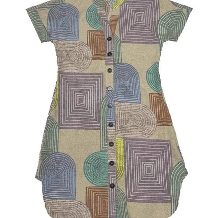 Geometric Print V-Neck Dress