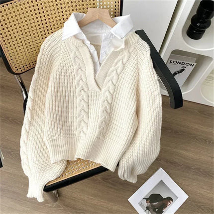 Women's Two-Piece Style Knitted Sweater
