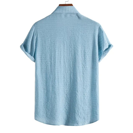 Men’s Short-Sleeve Cotton Linen Shirt