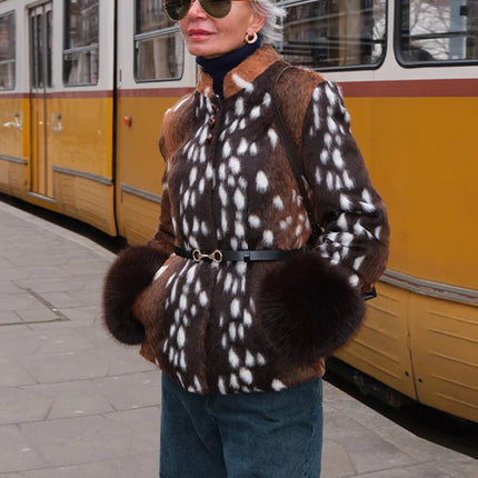 Women's Leopard Print Fur Jacket