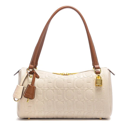 Textured Boston Shoulder Bag
