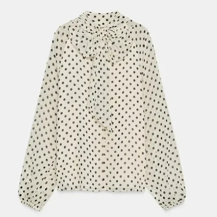 Women's Polka Dot Bow Blouse