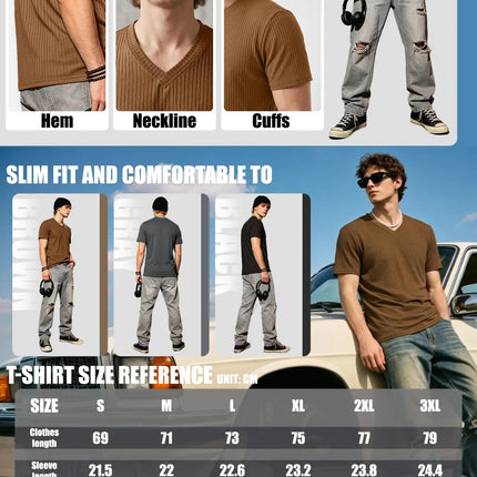 Men's Ribbed V-Neck T-Shirt