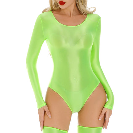Women's Glossy Long-Sleeve Bodysuit
