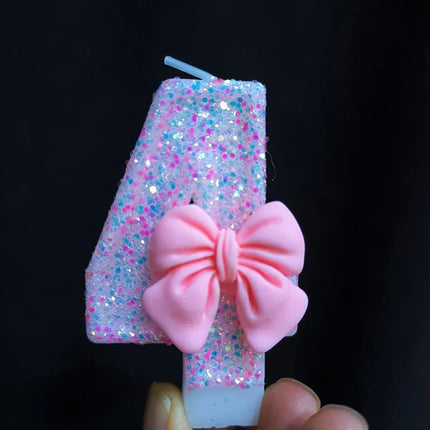 Pink Bow Number Birthday Candles