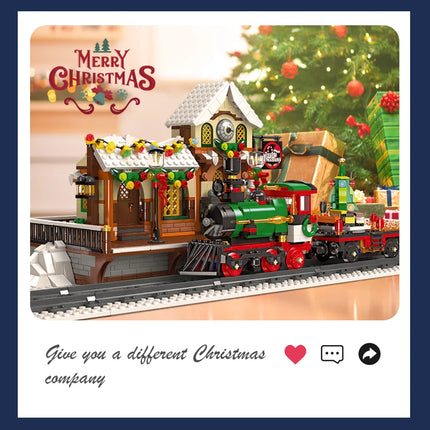 Motorized Christmas Train Building Block Set