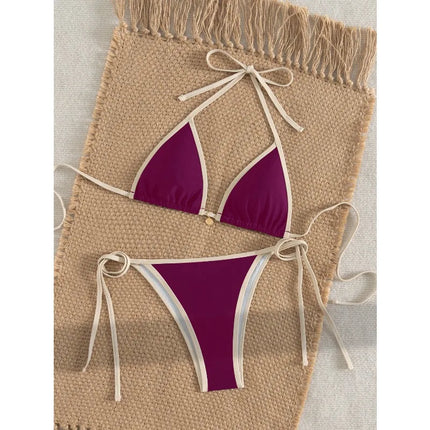 Color Block Triangle Bikini Set