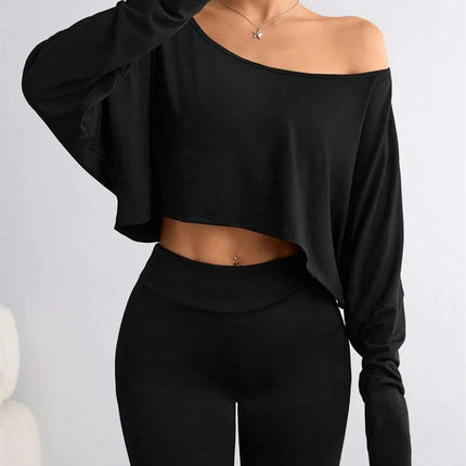 Title: Women's Black Asymmetrical Top