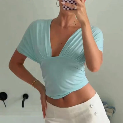 Women's V-Neck Backless Crop Top
