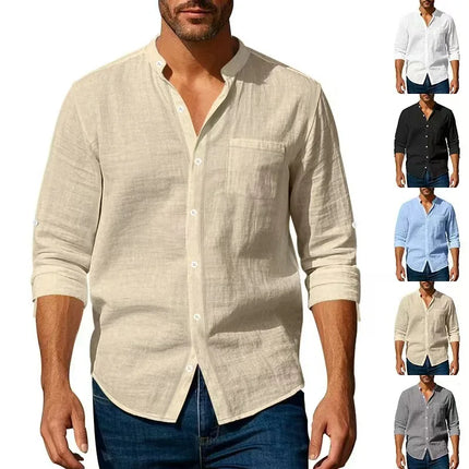Men’s Cotton Linen Henley Shirt