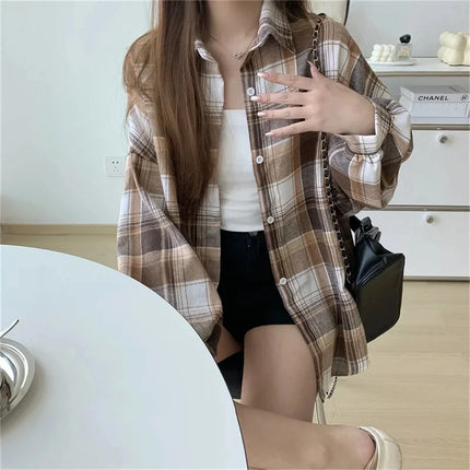 Women's Plaid Button-Up Shirt